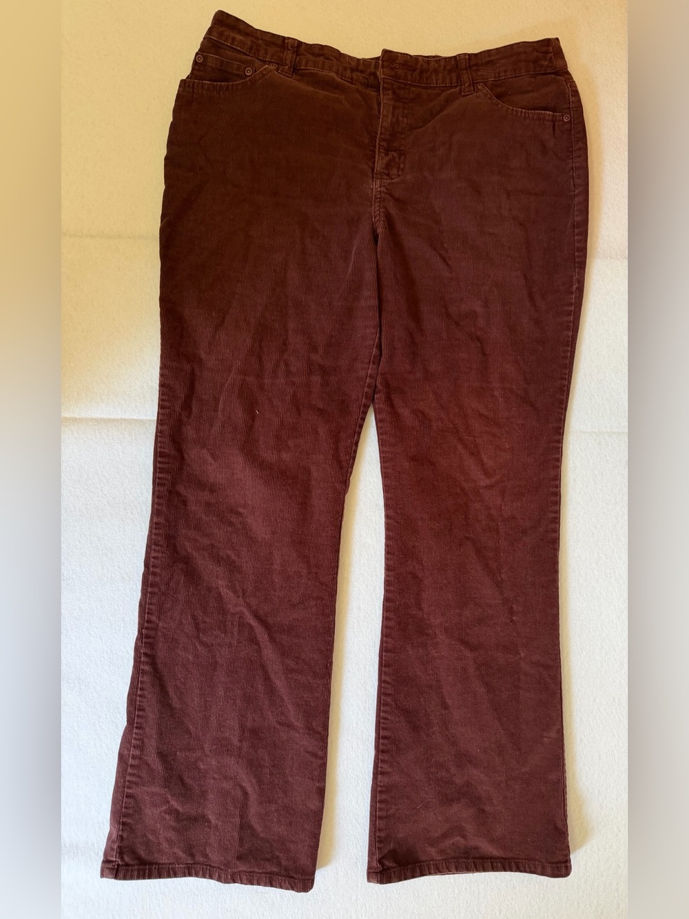 St. John's Bay Women's Corduroy Pants 12P Brown Soft Stretch Classic Casual Y2K